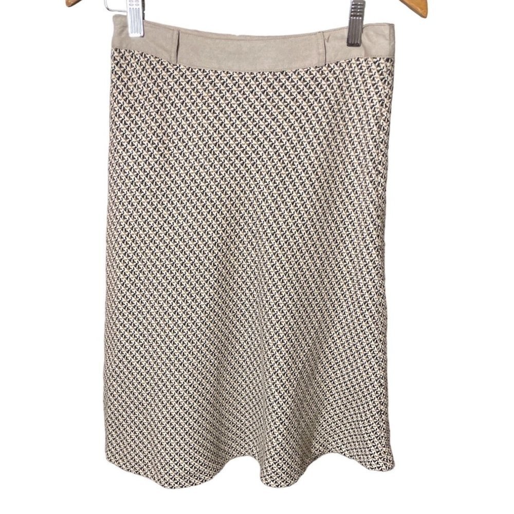 Tan Black Tweed Textured Midi A Line Skirt Sz 27